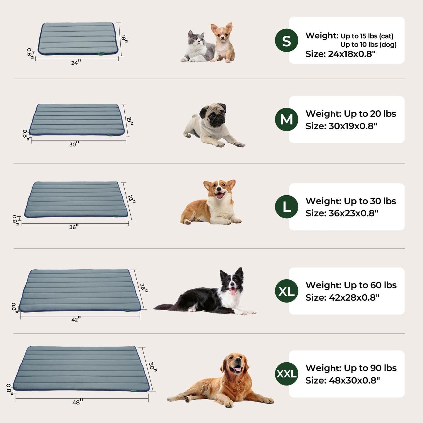 BALANCE Dog Crate Pad, Dog Foam Crate Mat Kennel Pad, Washable Water-Resistant Pet Bed Flat Dogs Cage Mat for Large Dogs