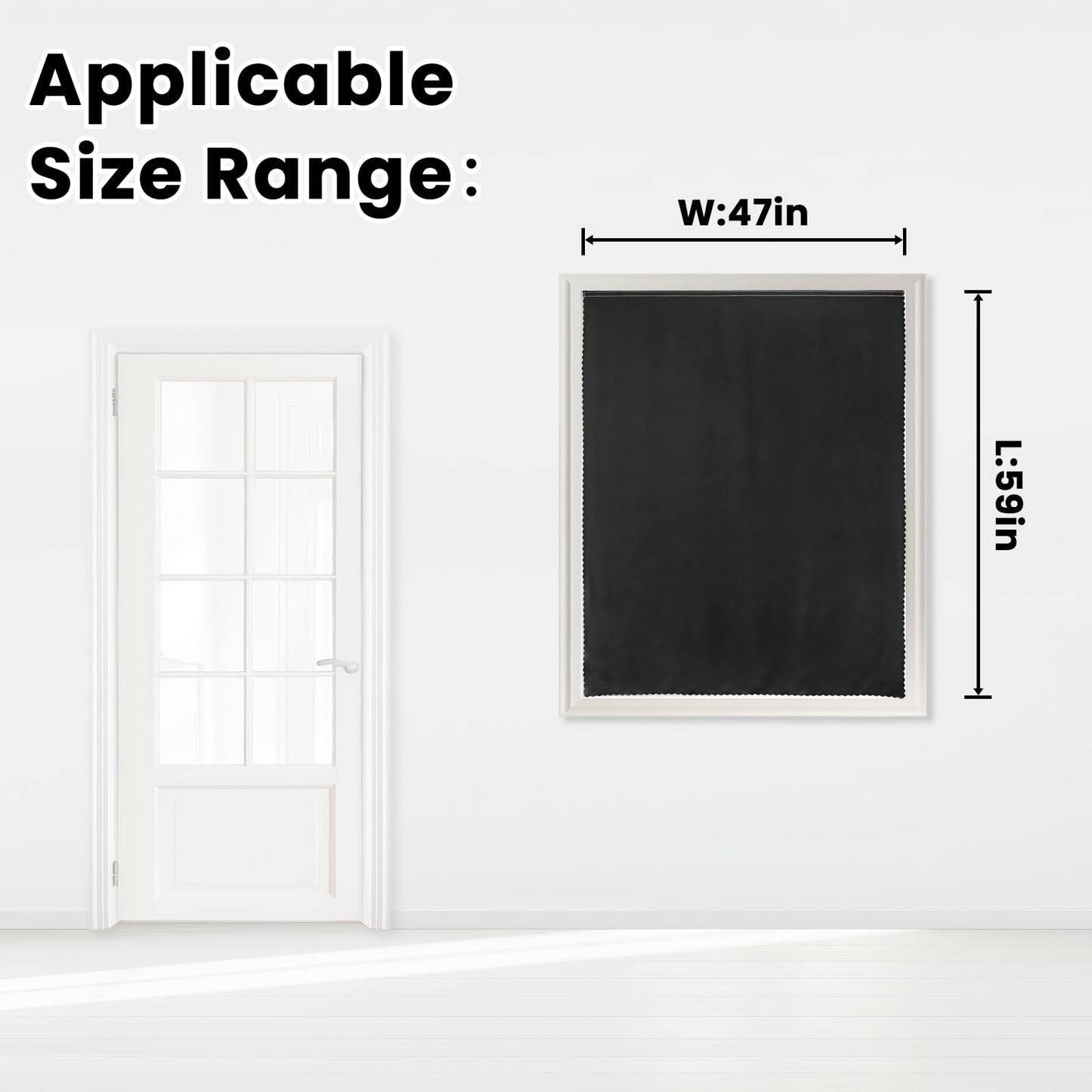 Adhesive Blackout Curtains- Self Stick Shades Window Blinds Curtains No Rod Needed Easy to Hang Curtains, Use for Bedroom, Living Room, Dining Room, Kitchen, Home Office, 47"W X 59"L, Black, 1 Panel