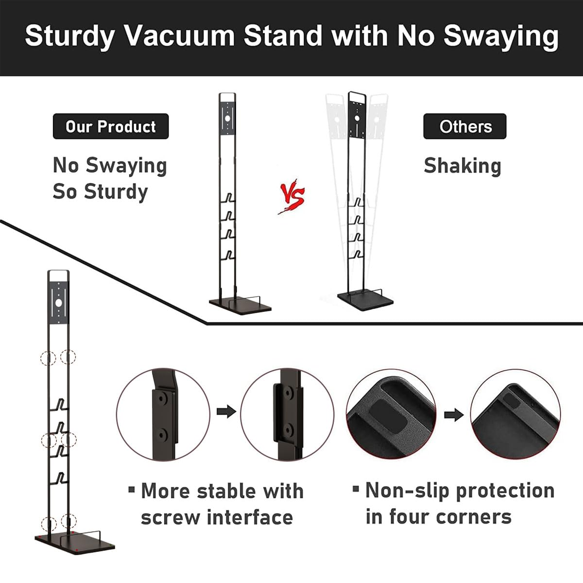 Foho Vacuum Stand Compatible for Dyson V15 V11 V10 V8 V7 V6, Metal Storage Bracket Stand Holder Compatible for Dyson Handheld DC30 DC31 DC34 DC35 DC58 DC59 DC62 Cordless Vacuum Cleaners & Accessories