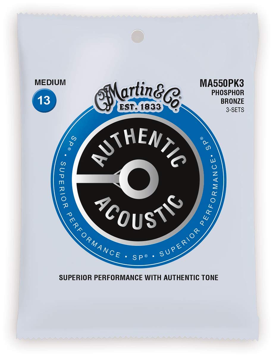 Martin Authentic Acoustic Guitar Strings - 3 Pack - Superior Performance 92/8 Medium
