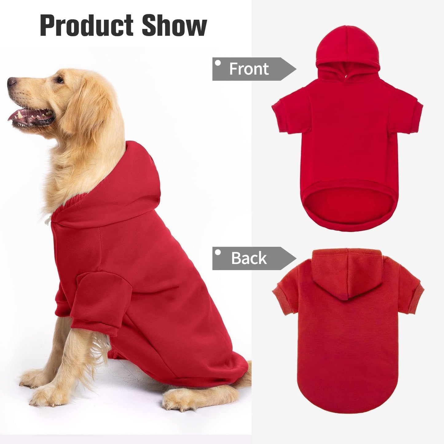 BINGPET Dog Hoodie, Fleece Lined Fall Cold Winter Soft Warm Puppy Sweatshirt with Leash Hole, Dog Sweaters Outfit,Pullover Happy Hoodie for Small Medium Large Dogs Cats