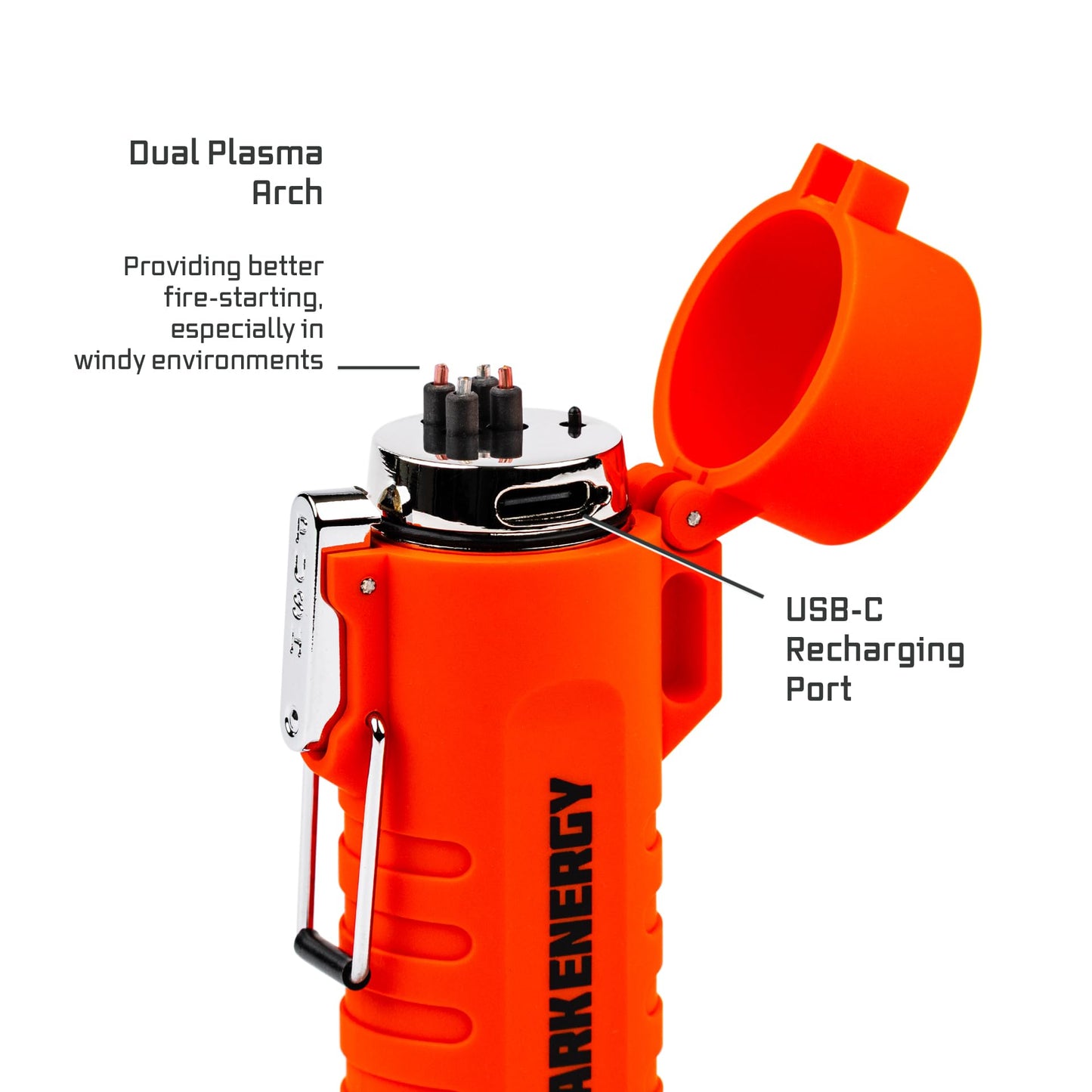 Dark Energy Plasma Lighter - Rechargeable Mini Flashlight - Camping Essentials (Orange)