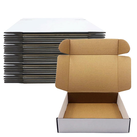 11 x 9 x 3inch Shipping Boxes Set of 25，White Corrugated Cardboard Box for Mailing Literature Mailer Small Business Packing Gifts Shipping Packaging Craft Gifts Digest Size Book Giving Products