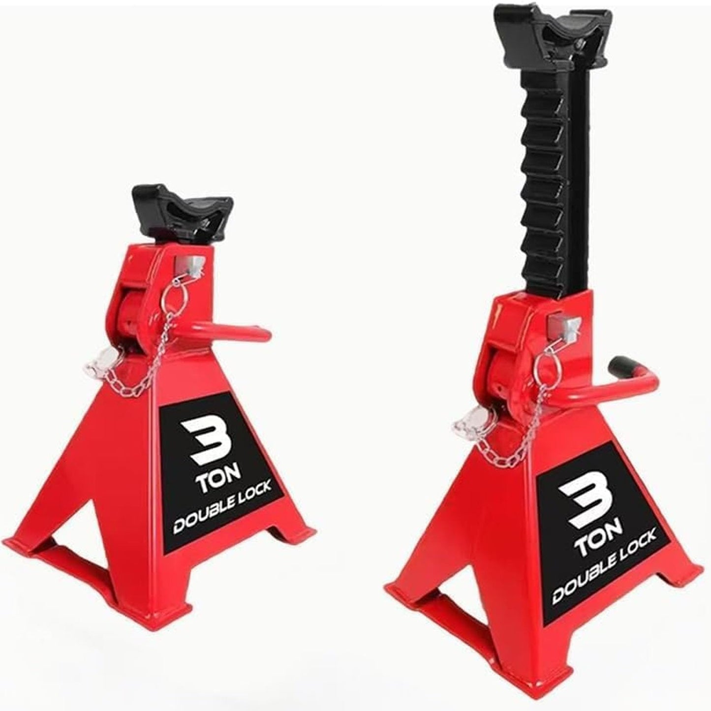 Car Jack with Double Pin Locking Jack Stands Stand Adjustable Heavy Duty Professional SteelJack Stand, 3 Ton (6,600 LBs) for Trucks,Home,Garage, SUV, Pickup,Car,UTV/ATV, Red 1 Pair