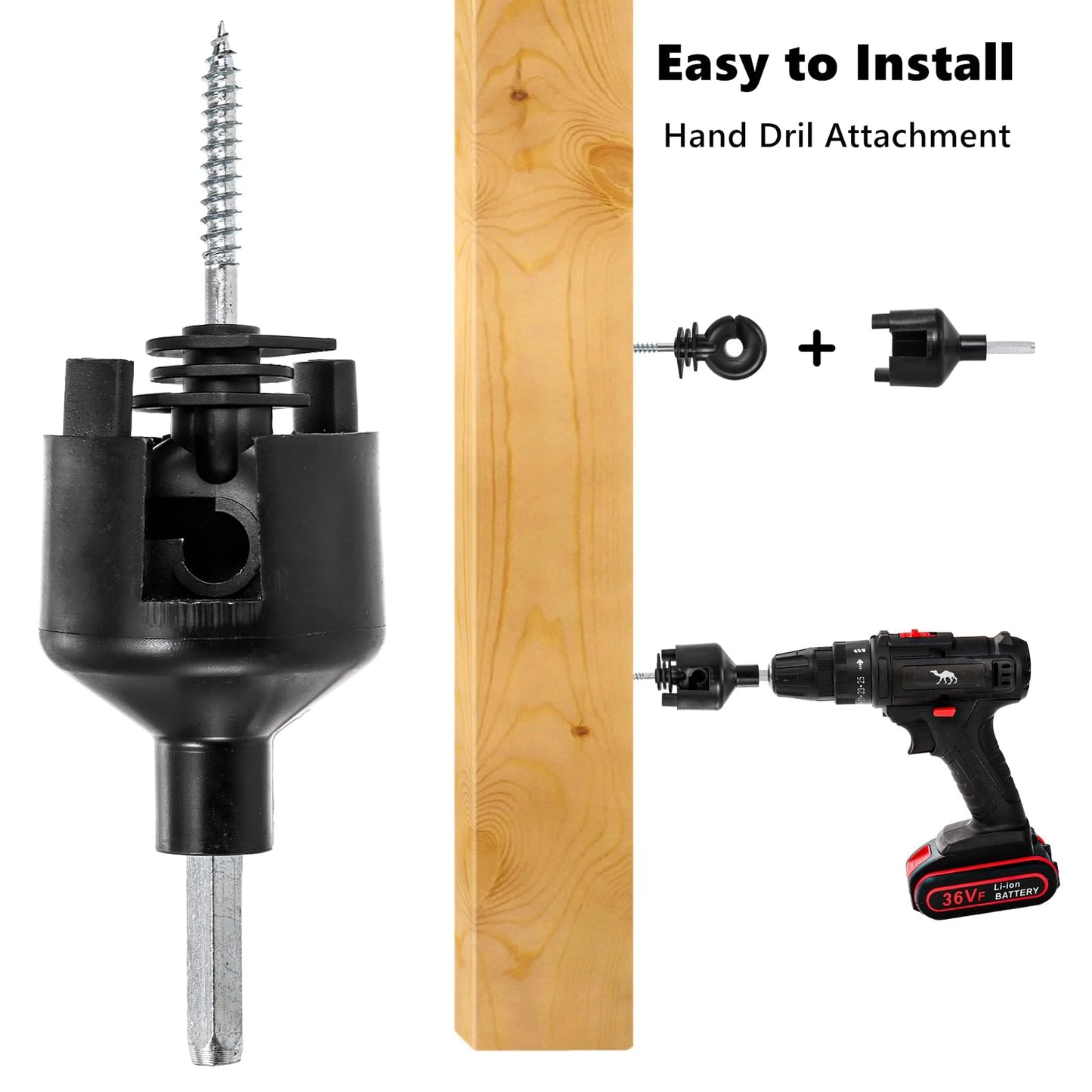 Cididu 120 Pack Electric Fence Insulator, Fence Ring Post Insulator, Screw-in Insulator with Insulator Socket Tool, Wood Post Insulator Grid System Accessories for Farm Animal Agricultural Fencing
