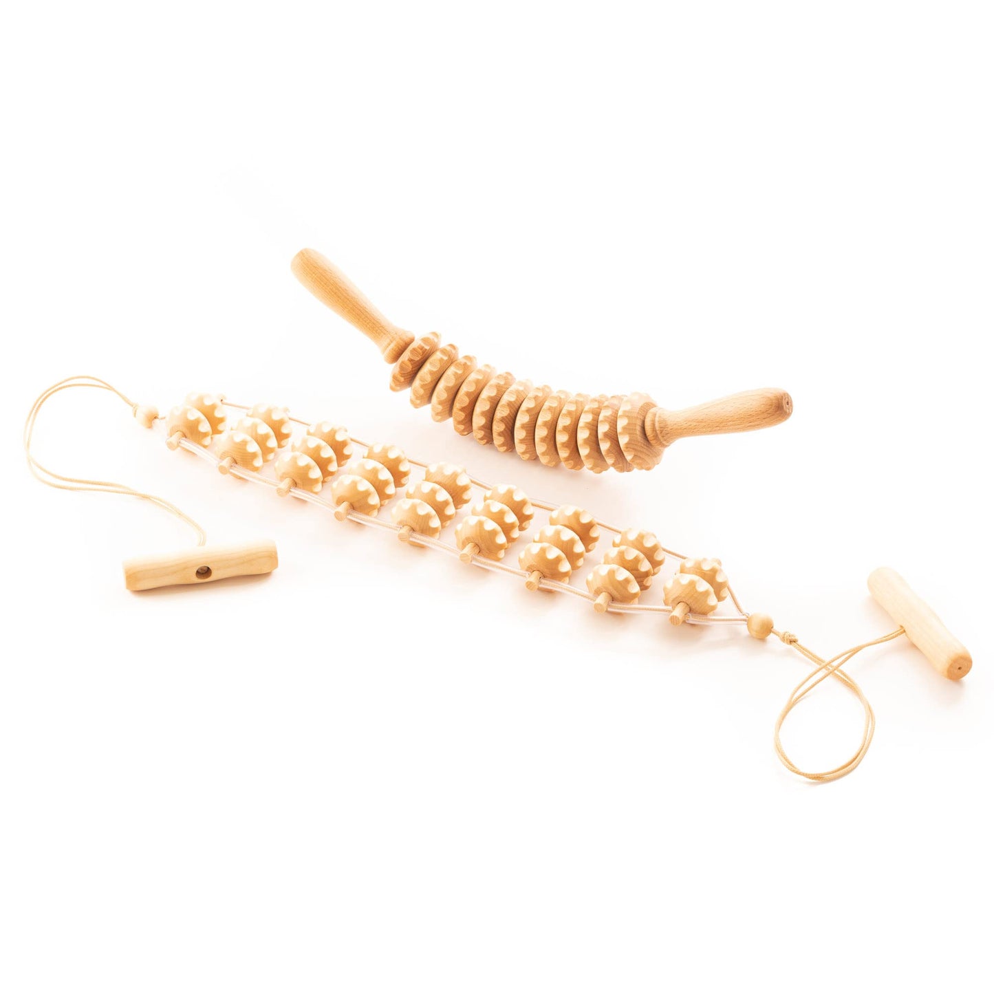 tuuli Anti Cellulite Massage Set Massager Back Massage Roller Back Massager Roller with Handle Maderotherapy Made of Wood