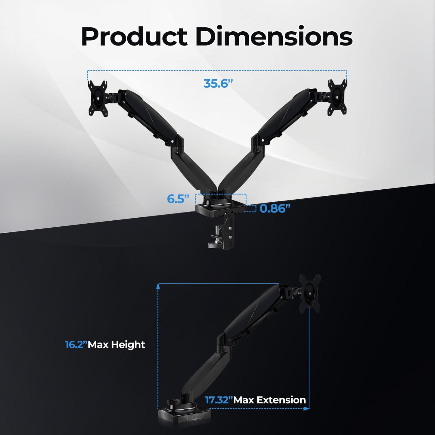 NSY Audio Ergonomic Dual Monitor Arm Stand