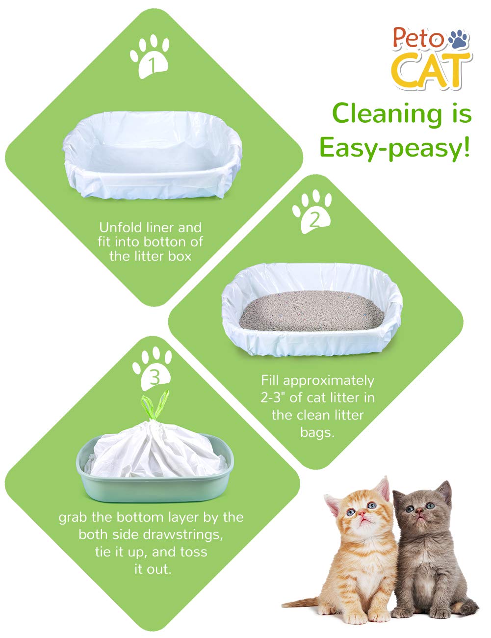 Cat Litter Liners Large, Jumbo Drawstring Extra Durable Pet Cat Pan Liners Extra-Thick Kitty Litter Box Bag-24 Count 36" x 19"