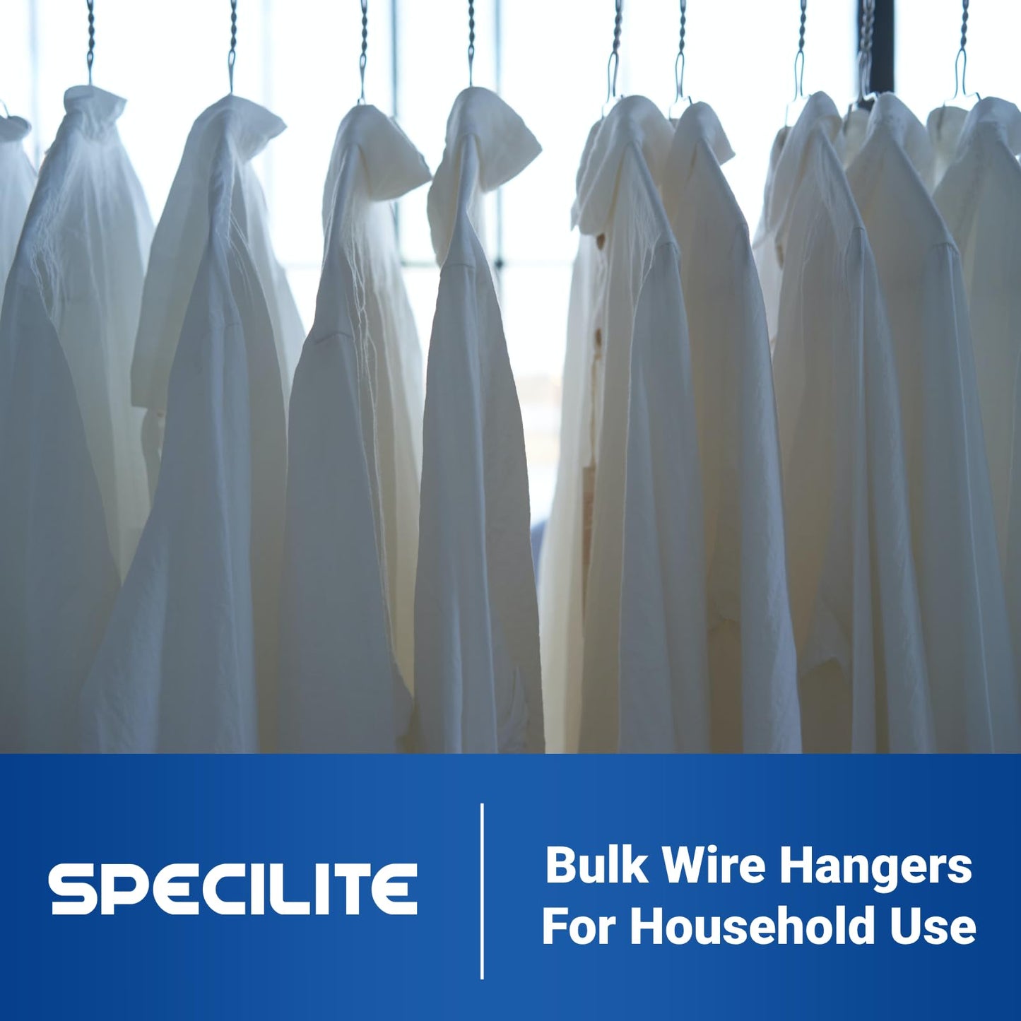 SPECILITE Metal Wire Hangers 100 Pack, Bulk for Commercial and Home, 16 Inch 12 Gauge Ultra Thin for Standard Size Clothes, Coats, Suits, Shirts-Silver