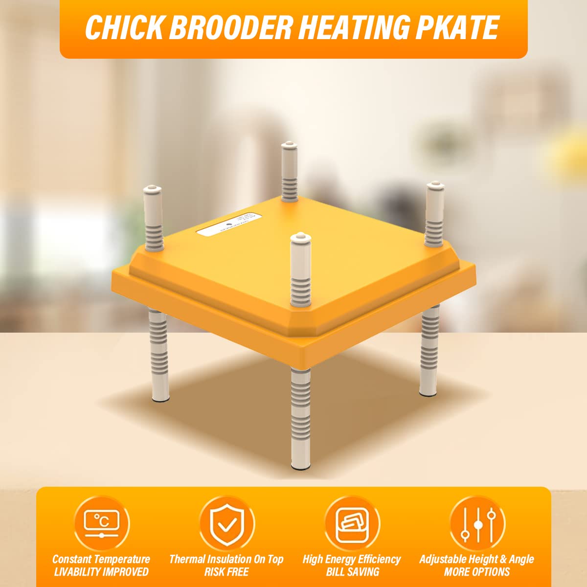 Brooder Heater for Chicks, 10”x10”Chicken Breeding Heating Plate Brooder Heating Heater Adjustable Height Chicken Incubator Heating Lamp Rutin Chicken Brooder Suitable for 15 Chicks (Colour)