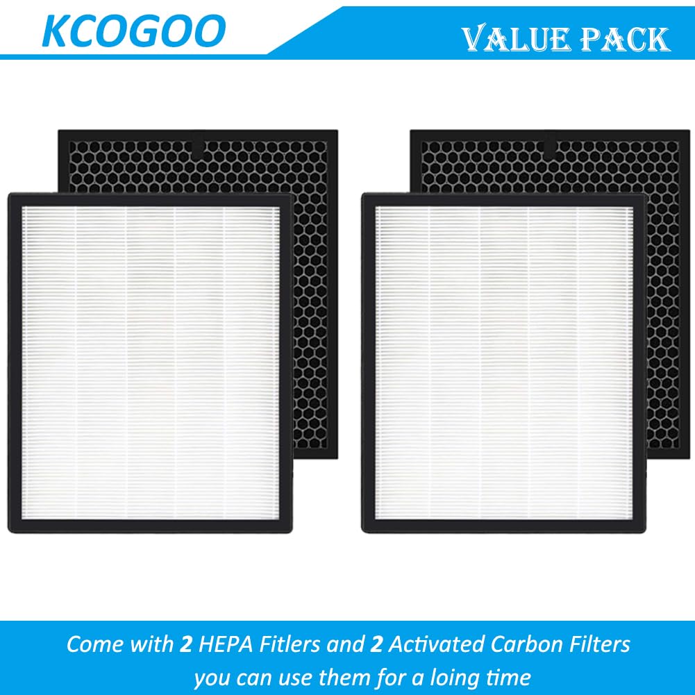 LV-PUR131-RF Replacement Filters Compatible with LEVOIT LV-PUR131 and LV-PUR131S Air Purifier - 2 Ture HEPA and 2 Activated Carbon Filters