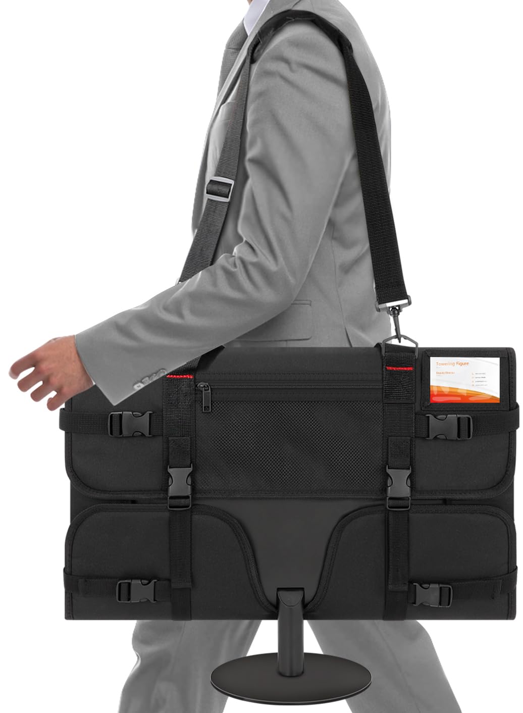 Monitor Carrying Case, Monitor Travel Case for 27" LCD Screens and Monitors, Protective Monitor Bag Computer Monitor Dust Covers with Padded Velvet Lining & Adjustable Shoulder Strap