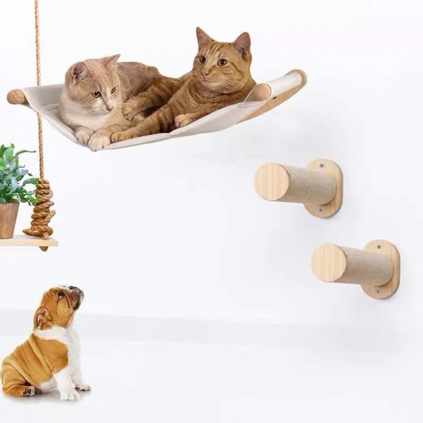 Cat Hammock Wall Mounted Cat Shelf with Two Steps - Cat Wall Shelves and Perches for Sleeping, Playing, Climbing Cat Bed & Furniture for Large Cats or Kitty Wall Cat Bed