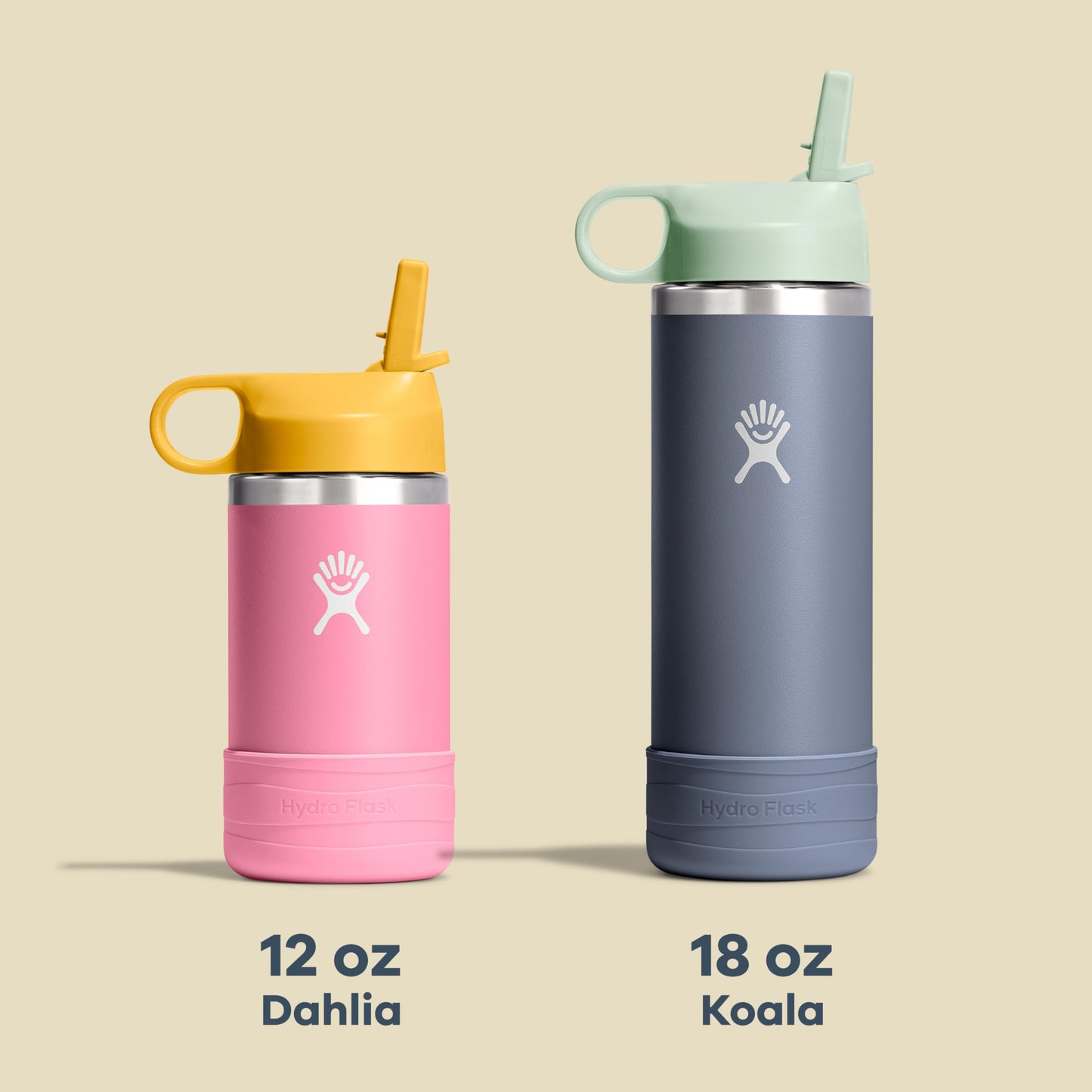 Hydro Flask 12 Oz Kids Wide Mouth Bottle with Straw Cap and Boot, Anemone