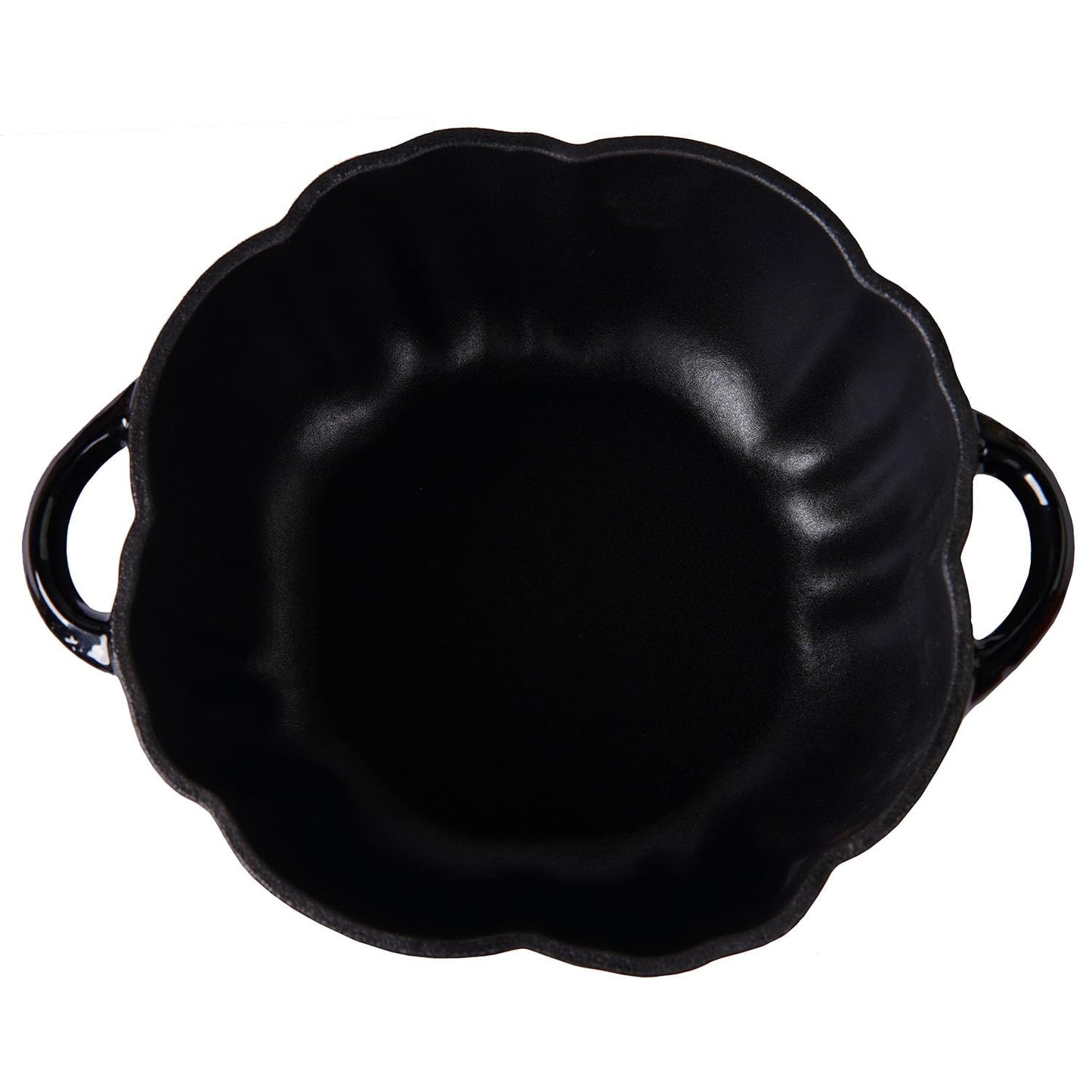 Enameled Cast Iron Pumpkin Pot Dutch Oven Cocotte, Black, 2.32 qt (2.2 L)