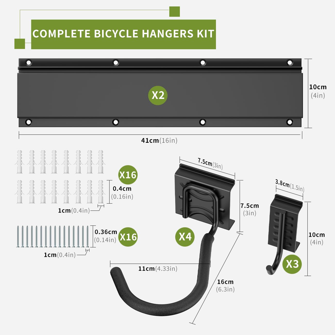 Housolution Bike Wall Mount 32Inch for 4 Bikes + 3 Helmets, Up to 300lbs, Heavy Duty Bike Hangers for Garage, Bike Hooks for Garage, Solid Steel Bicycle Storage, Bike Storage Rack, Black