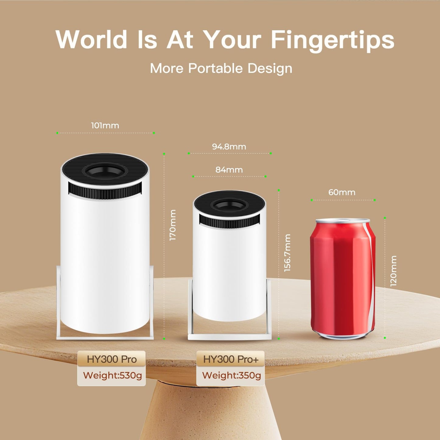 LYNCAST Mini Projector with WiFi 6 and Bluetooth 5.4, Built-in Android 14, Auto Keystone, Portable Smart Projecteur [2026 Upgrade HY300pro+] Small Movie Projector OptiBarrel 500, White