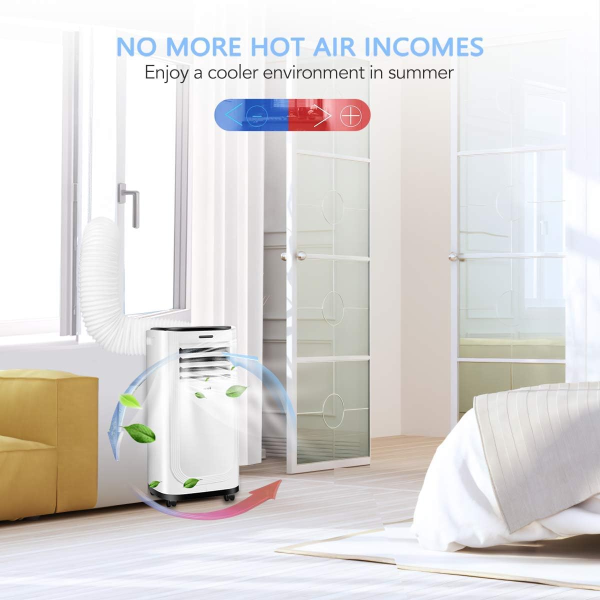 AGPTEK 300cm Window Seal for Portable Air Conditioner, Mobile AC Soft Cloth Sealing for Tilt Window, Stop Hot Air with Zip and Adhesive Fastener- No Need for Drilling Holes