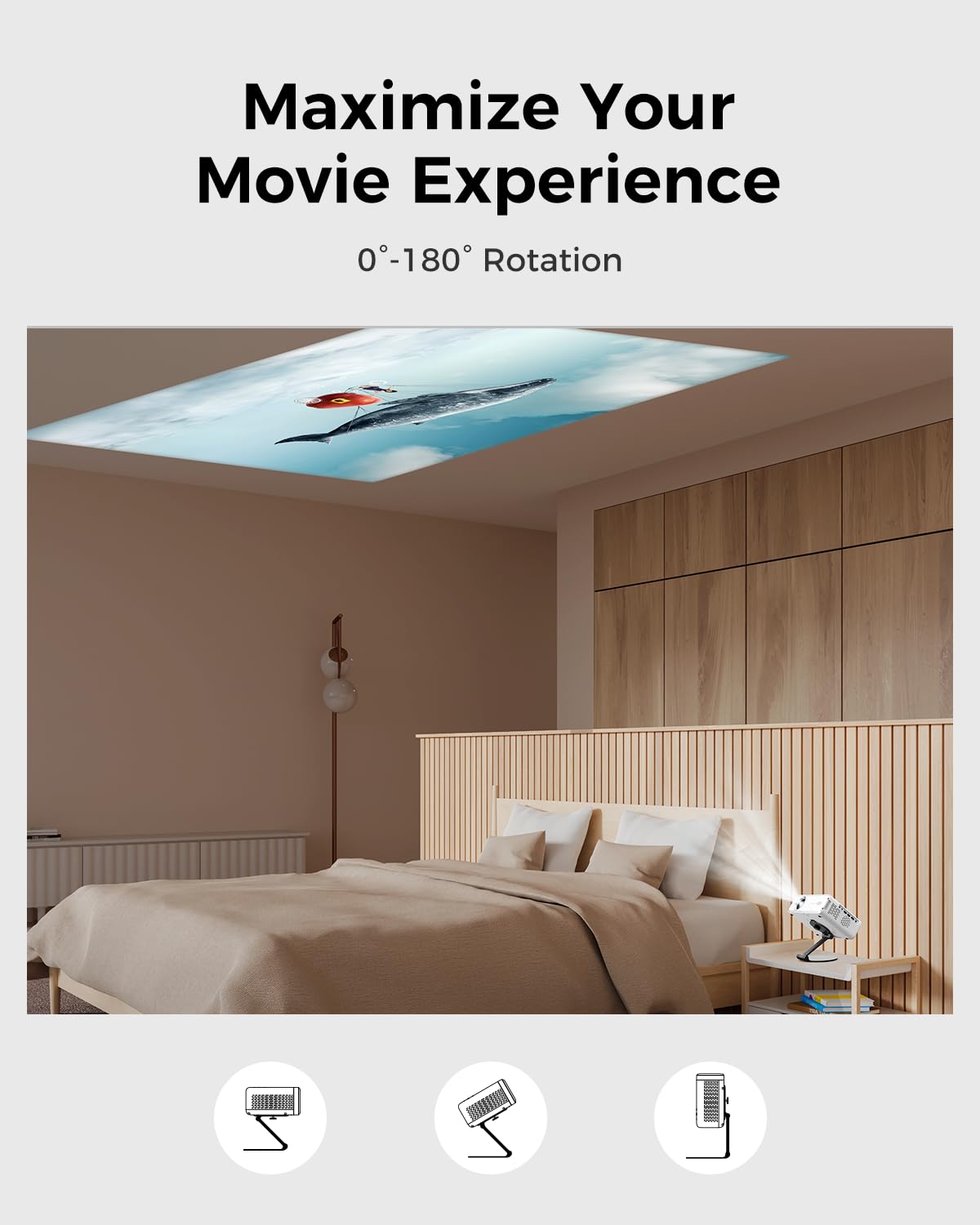 Aurzen Projector Foldable Stand, Ultra-Compact Mount Stand with Easy Setup and 180-Degree Rotation, Compatible with Aurzen, GKLPO, Happrun, YOTON Projector