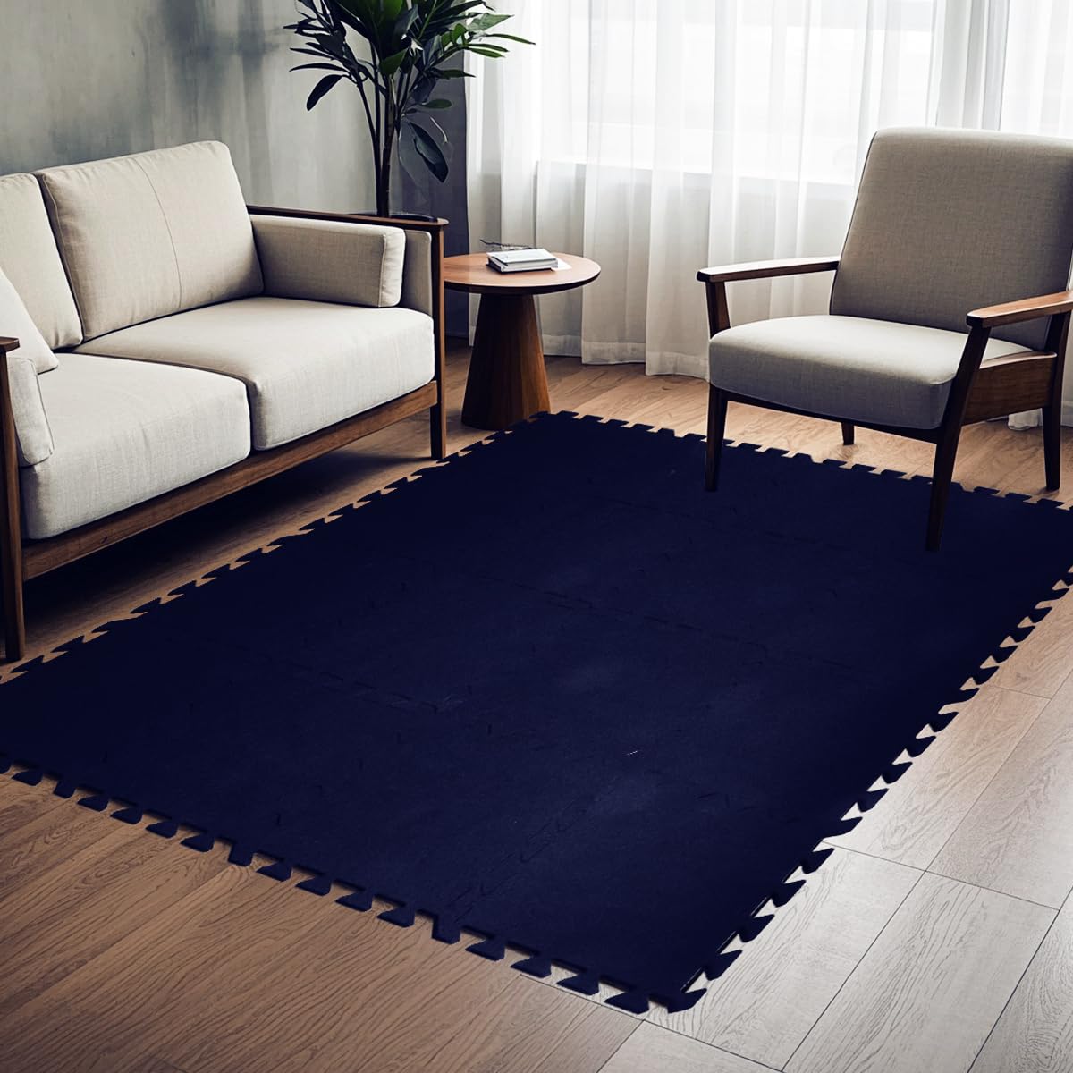 16Pcs Thick Sound Absorbing Interlocking Floor Mats, High Density Piano Carpet Drum Rug, Non-Slip Anti Vibration Soundproof Pads Acoustic Blankets (Dark Blue)