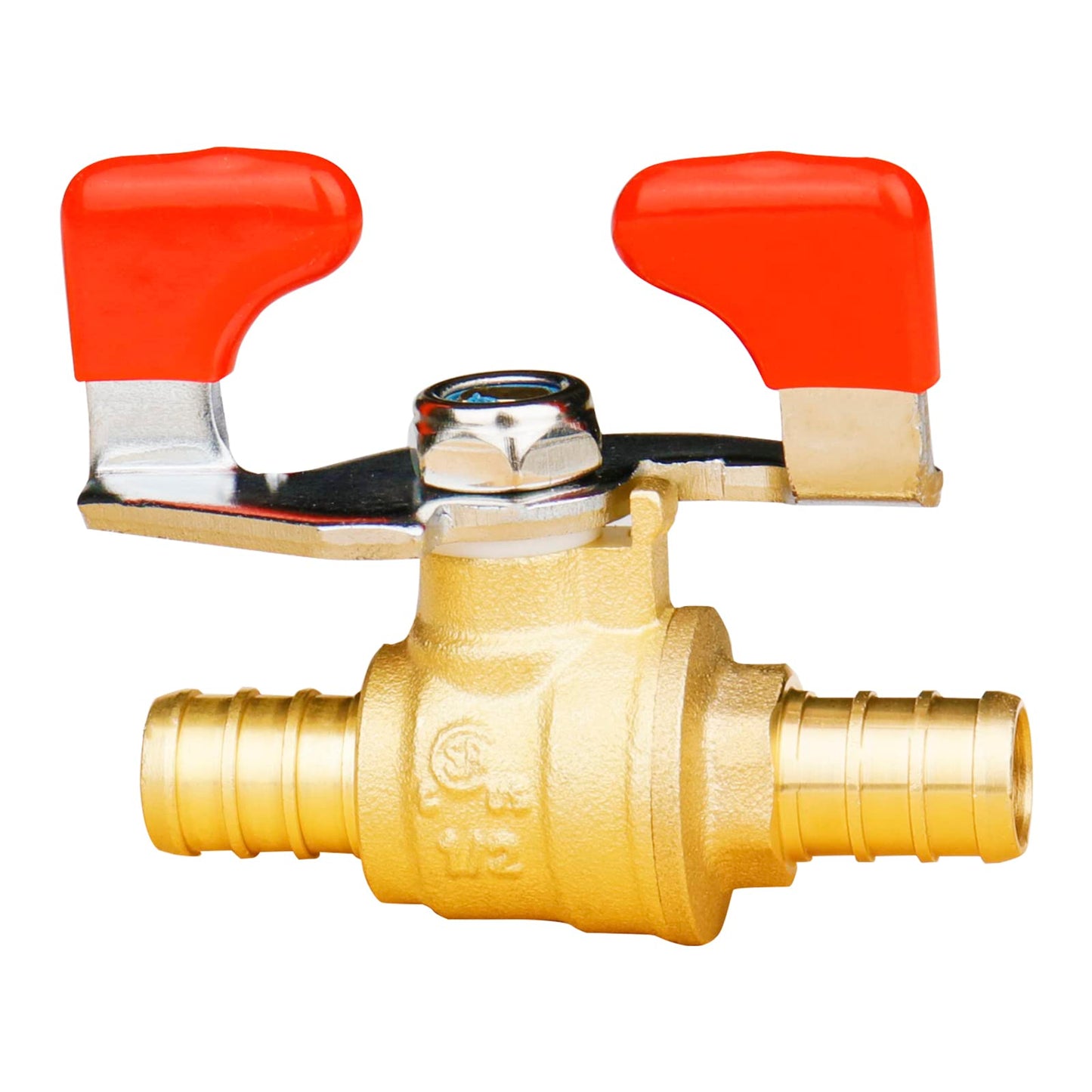 WHK 10 PCS Pex Ball Valve 1/2 Inch PEX Brass Full Port Shut Off Ball Valves,Pex Shutoff Valve 1/2" Pex Barb Water Sink Ball Valve with 1/4 Turn Red and Bule Handle(Lead-Free Brass) (10)