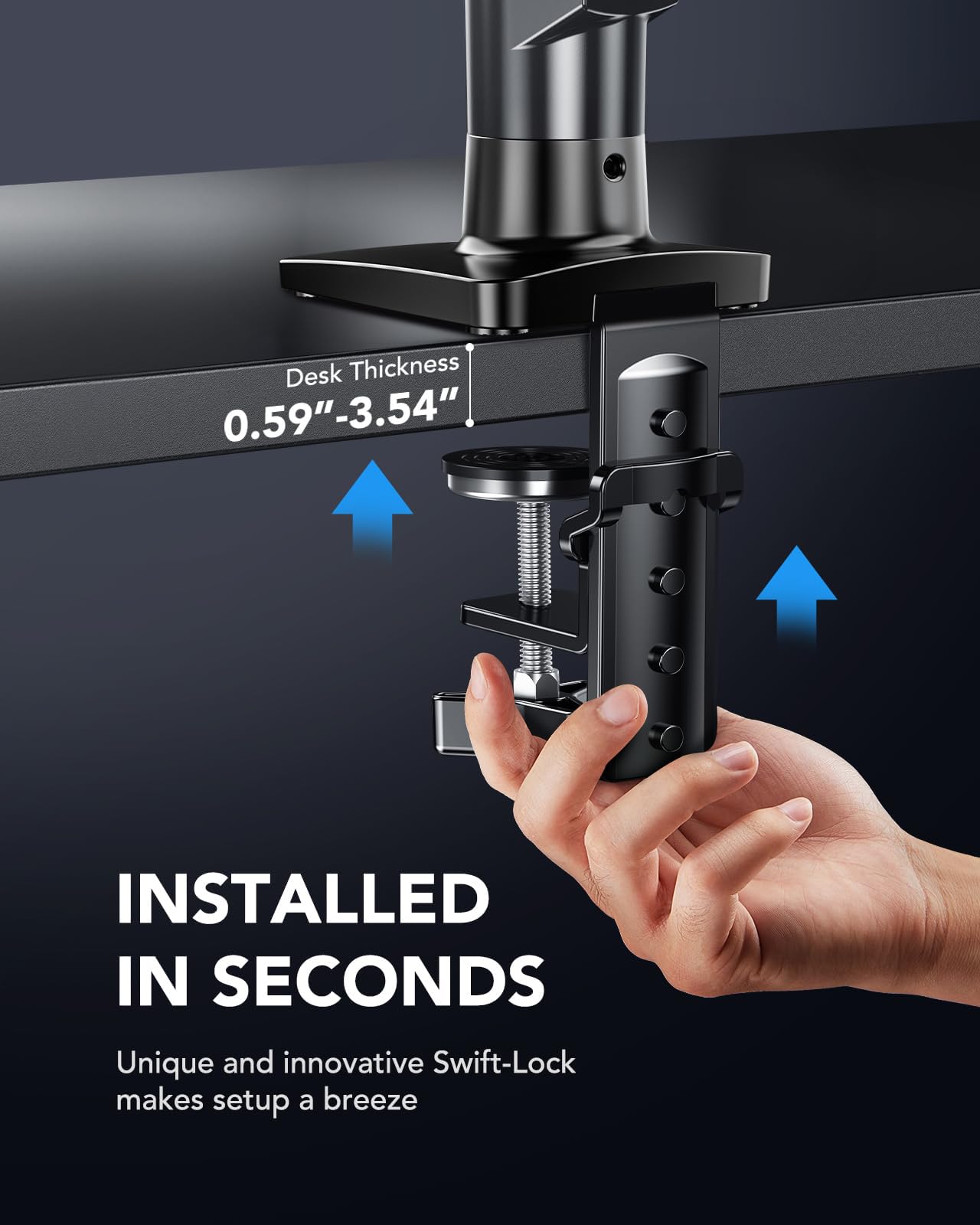 HUANUO Single Monitor Mount, 13 to 32 Inch Design Monitor Arm, Adjustable Stand, Vesa Mount with Clamp and Grommet Base - Fits 4.4 to 19.8lbs LCD Computer Monitors