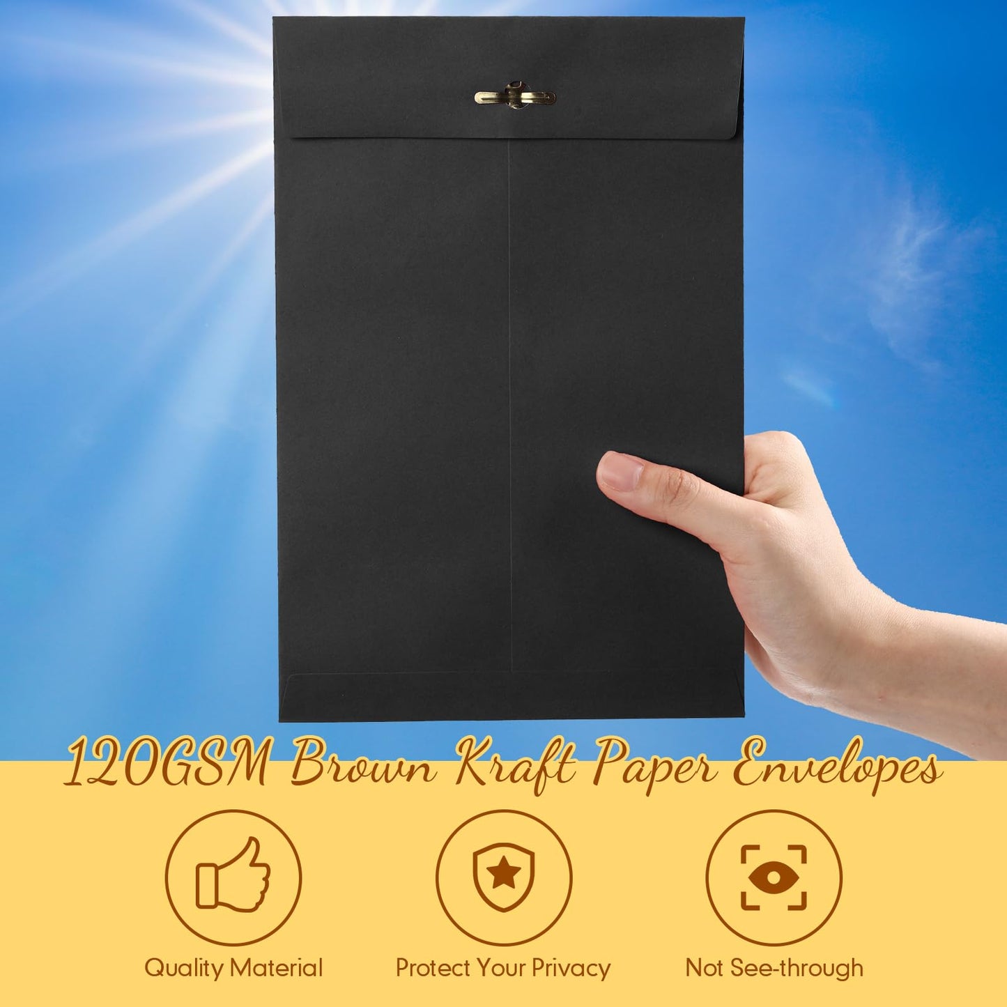300 Pcs 6 x 9 Manilla Envelopes Clasp Kraft Catalog Envelope with Clasps Closure for Storing Mailing 28 lb Kraft Paper for Office Document Business School(Black)