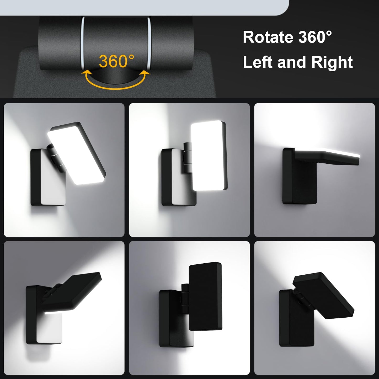 40W LED Wall Lights Outdoor Rotatable 360 Degree LED Wall Pack 4000LM 5000K Security Flood Light Switch Control Waterproof IP65 for Garage Yard Barn Porch