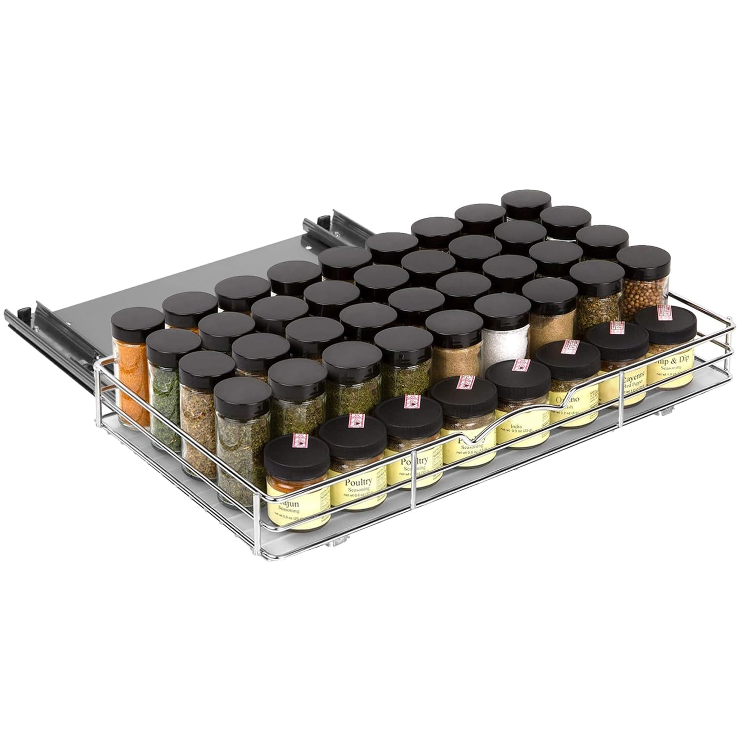 Spice Rack Organizer for Cabinet - Pull Out Tier Spice Rack for Upper Kitchen Cabinets and Pantry Closets, For Spices, Sauces, Canned Food etc. (18 Inch - Single)