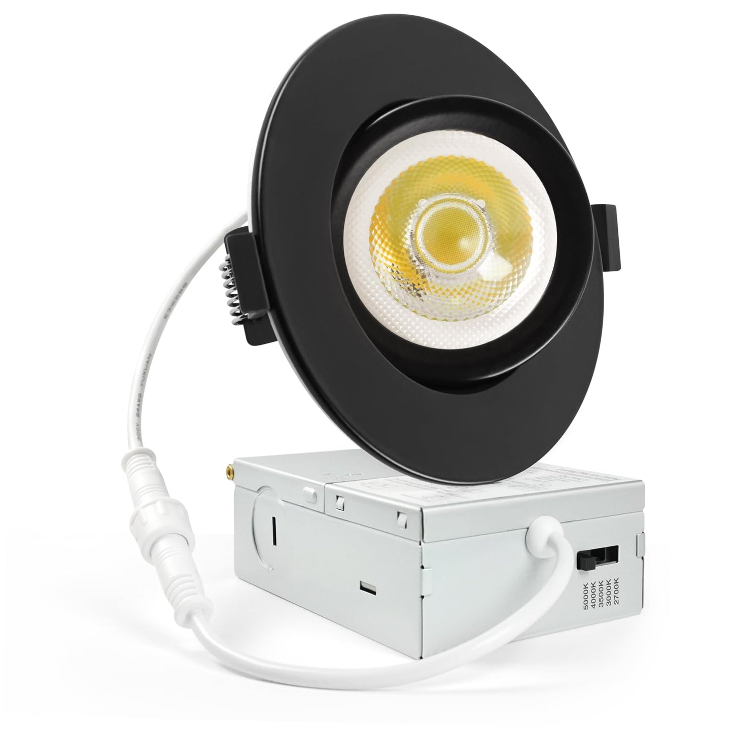 4 Pack Black LULIT 4-inch 5 CCT Gimbal LED Recessed/Downlight Color Selectable 2700K/3000K/3500K/4000K/5000K 800Lm 9W 120V Dimness Adjustable LED Lights