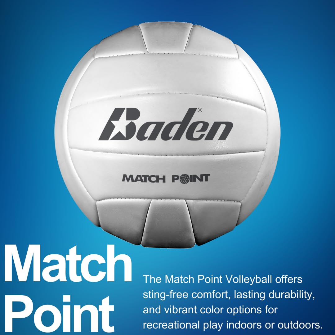 Baden MatchPoint Official Size 5 Cushioned Volleyball | Premium Comfort and Durability for Competitive Play | White