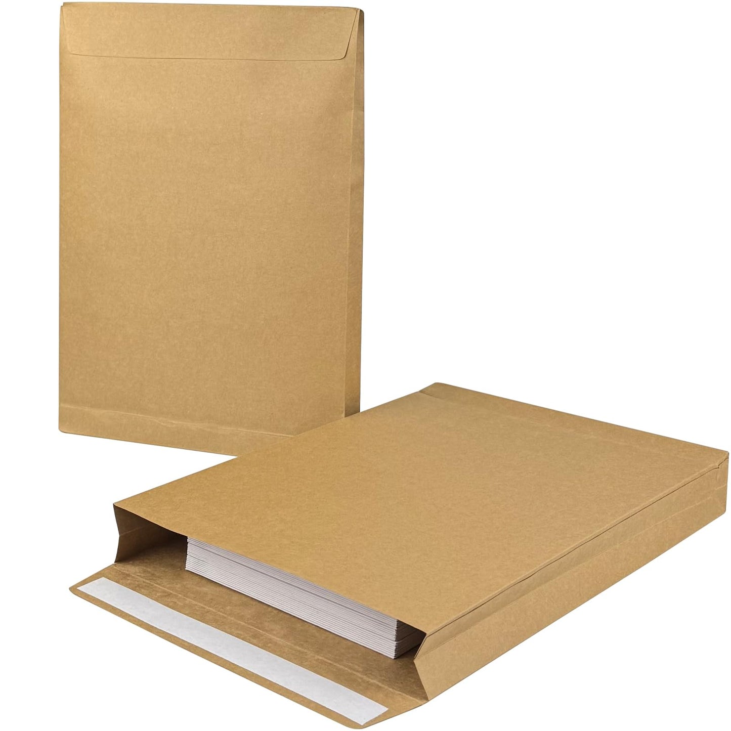 Neehows 25 Pack Expandable Large Kraft Envelopes, 9.3" x 13" Big Mailing Envelopes Self Seal Anti Tear Catalog Envelopes for Business Office Paper Documents File Storage - Brown