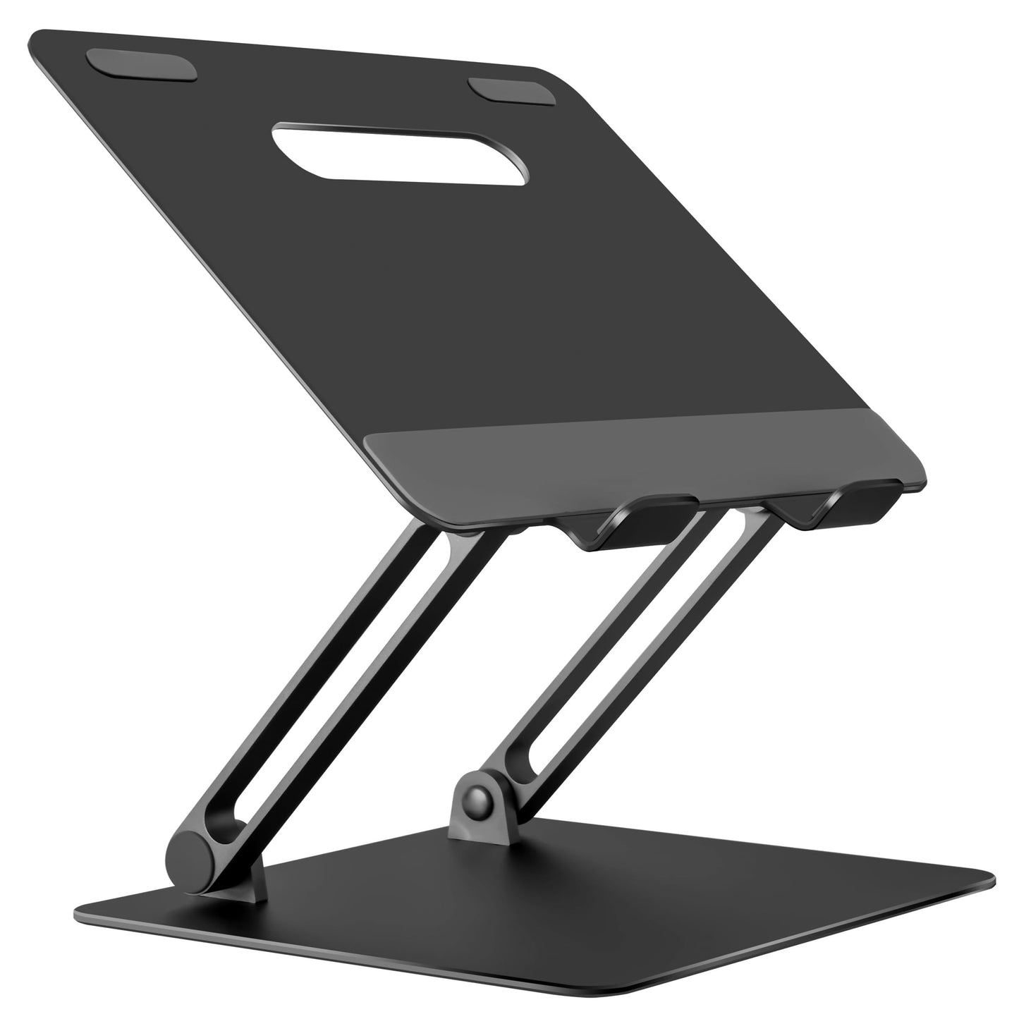 SHOPPINGALL Adjustable and Foldable Laptop Stand, Ergonomic and Portable Aluminum Laptop and Tablets Riser for Desk, Fits All Laptops and Notebooks and Tablets up to 17 Inch - SA-LS3-Black