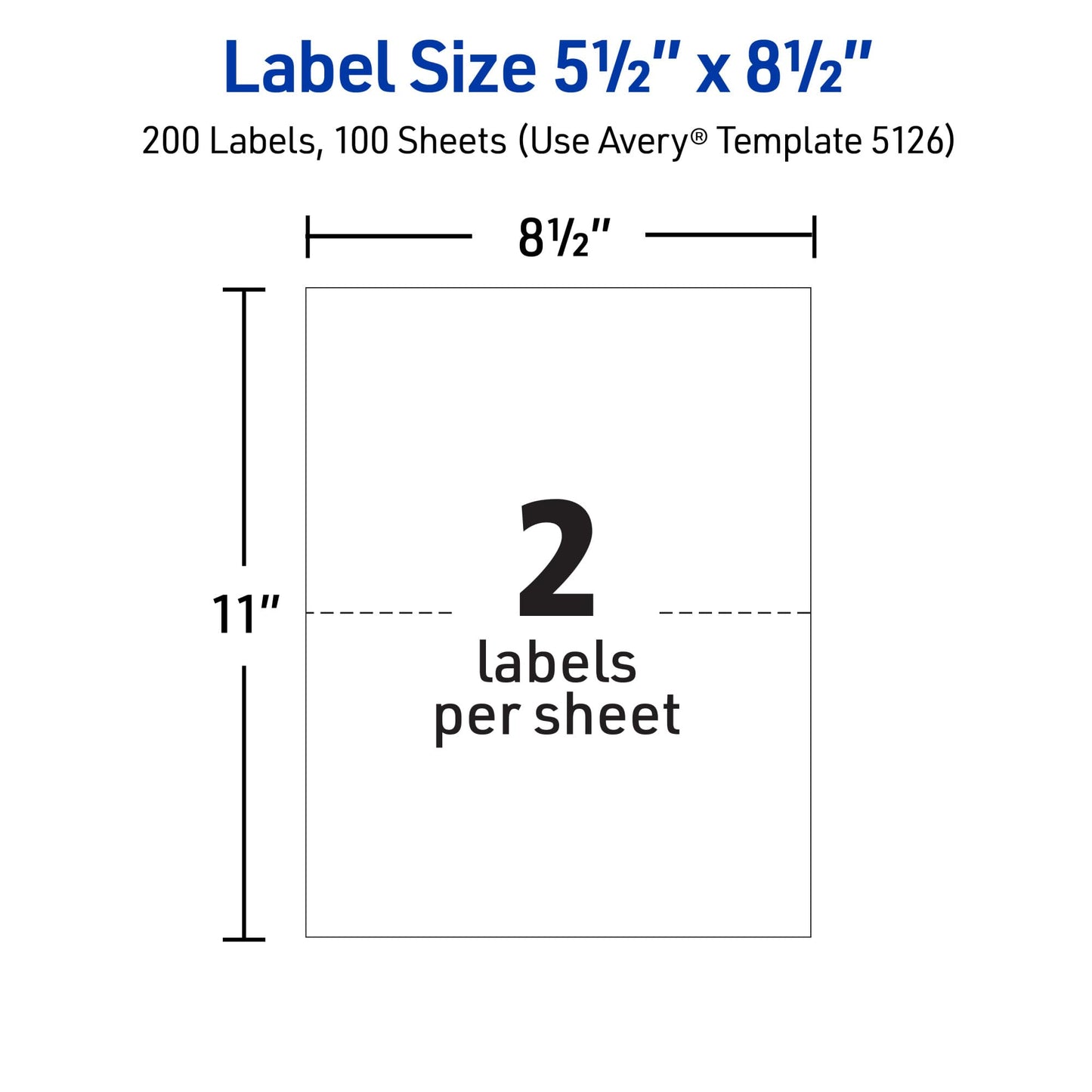 Avery Internet Shipping Labels for Laser Printers with TrueBlock Technology, 5.5 x 8.5 Inches, White, Box of 200 (5126)