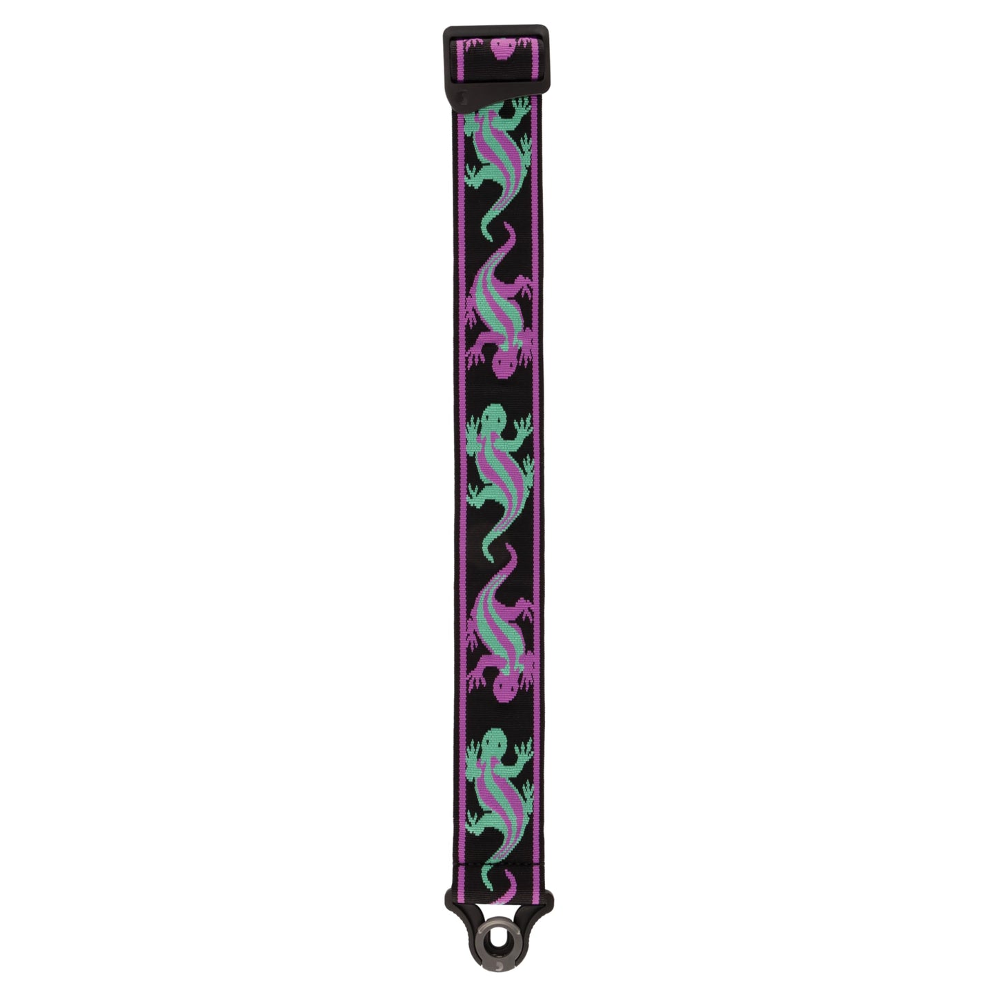 D'Addario Auto Lock Guitar Strap - Acoustic & Electric Guitar Accessories - Easy to Use Auto Locking Guitar Straps - Uses Existing Guitar Strap Buttons - Vintage Lizard, Green & Pink