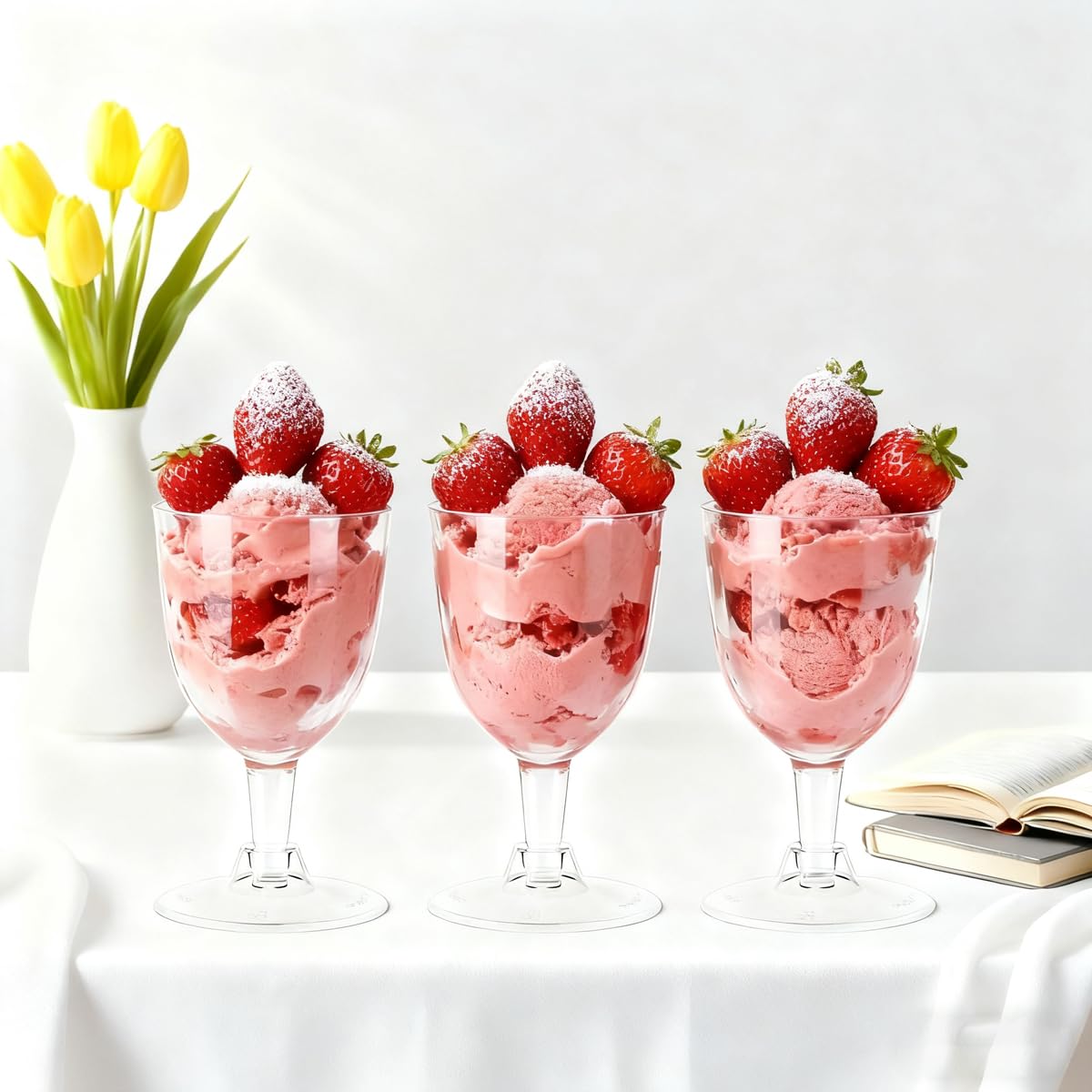 Hyuetrsa 75 Pack Plastic Wine Glasses 5oz Reusable Stackable Cups, Disposable Wine Cups with Stem Stackable Plastic Goblets for Outdoor Parties, Weddings, Birthdays, Picnics