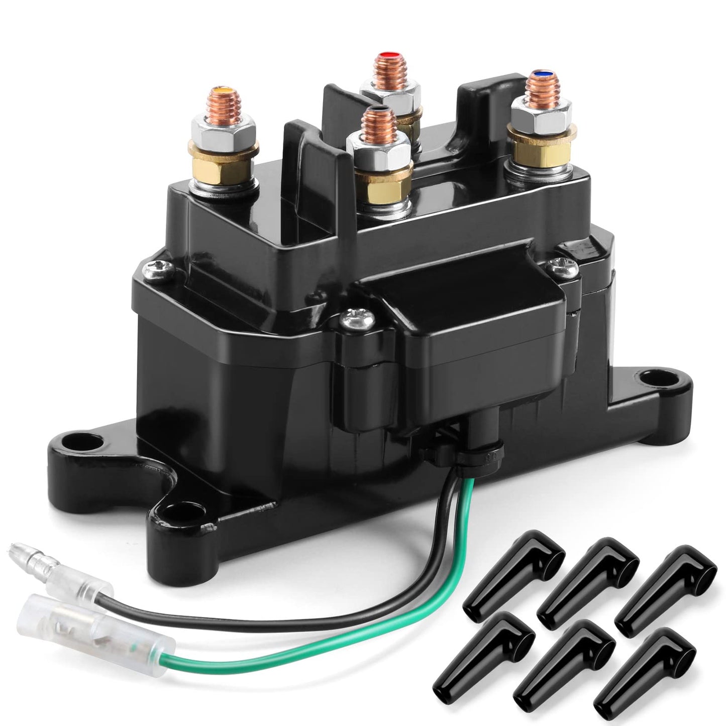 12V 250A Winch Solenoid Relay Contactor Thumb Truck for ATV UTV 2000-5000lbs Winch with 6 Protecting Caps