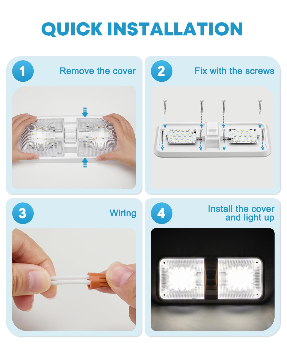 Kohree 12V Led RV Ceiling Dome Light RV Interior Lighting for Trailer Camper with Switch, Natural White 4000-4500K 600 Lumens (Pack of 5)