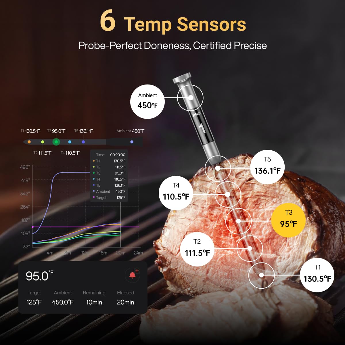 Typhur Sync Wireless Meat Thermometer Gen 2 with WiFi | Standalone Base and Control | Unlimited Range | Enhanced 10X Signal for Improved Stability | NIST Certified Accuracy | BBQ Oven Smoker Gril