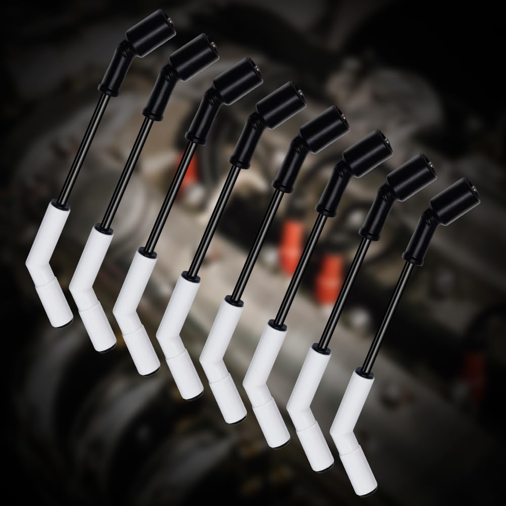 Ls Spark Plug Wires Set 9070C with Extreme 9000 Ceramic Boot, 8pcs Ignition Wire Cable Kit Compatible with GM LS3 LS4 LS7 Engines