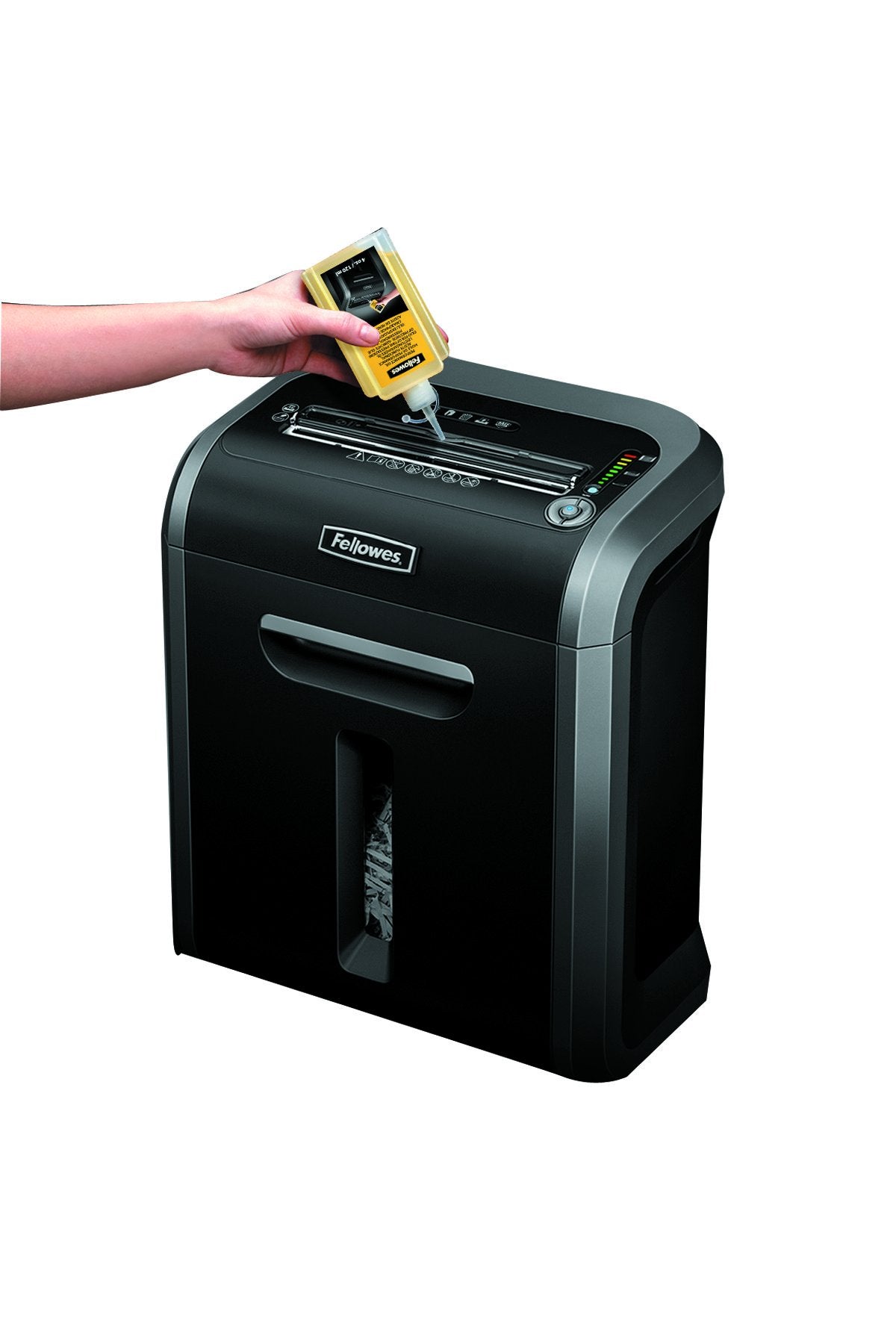 Fellowes Powershred Performance Shredder Oil, 16 oz. Extended Nozzle Bottle, Silicone, 0.75 pounds, For Cross-Cut and Micro-Cut Shredders