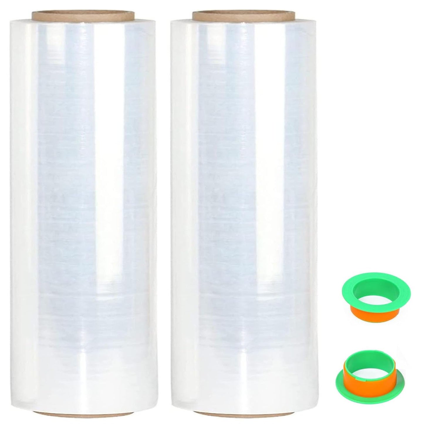 CHUANGSEED 2-Pack Clear Stretch Film Wrap15"x1500Ft 70Gauge Industrial Strength with Plastic Handle, Plastic Pallet Supplies Durable Self-Adhering for Packing, Moving, Heavy Duty Shrink Film Rolls