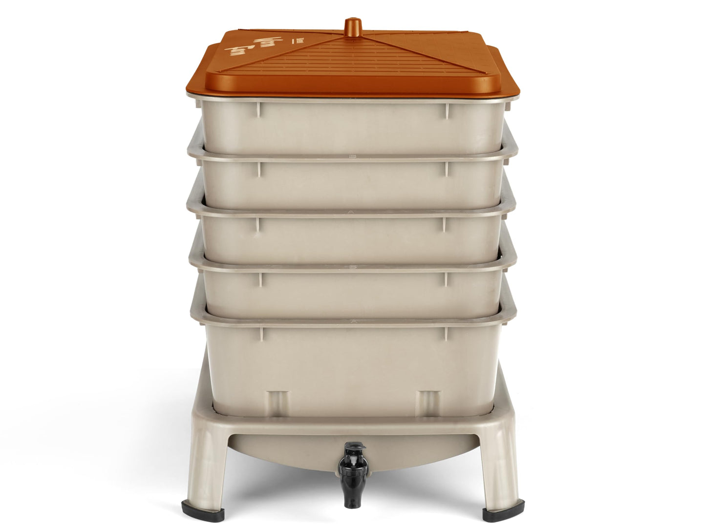 Blütezeit 5-Tray Worm Compost Bin, 53QT Outdoor & Indoor Worm Composter with Worm Farm Starter Kits for Home & Kitchen Recycling Food Waste (Gold)