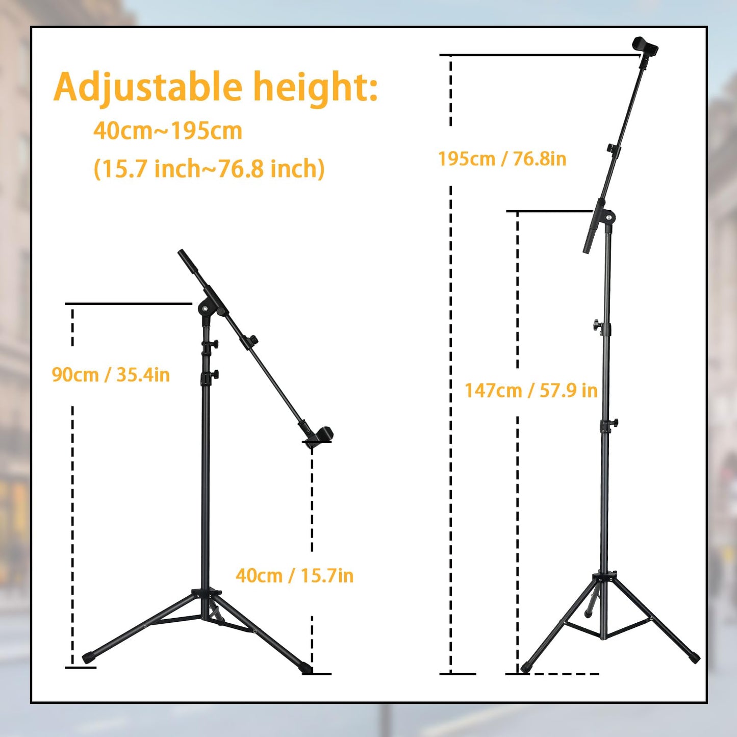 Lemxadd Tripod Mic Stand Floor Boom Arm for Blue Yeti K6 AM8, Floor Microphone Stand with Carrying Bag, 3/8" to 5/8" Adapter, 2 Mic Clips and Cable Ties