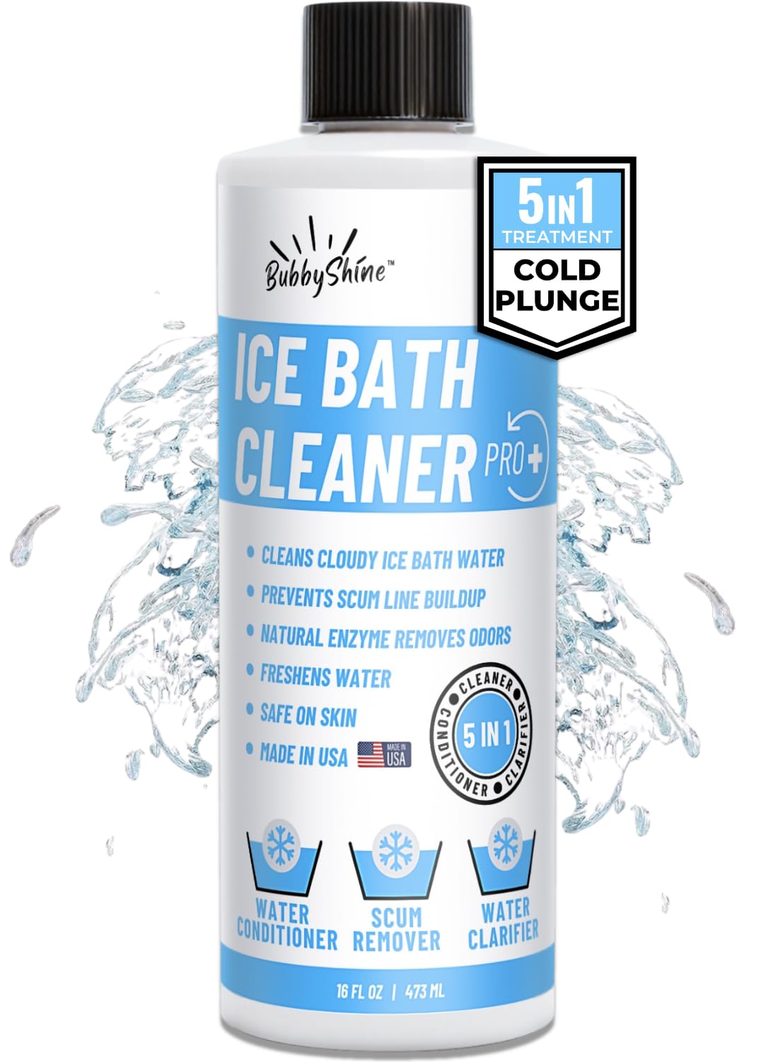 BubbyShine, 5in1 Weekly Cold Plunge Water Treatment - Cold Plunge Cleaner, Ice Bath Cleaner, Water Stabilizer For Cold Plunge Ice Pod, Clarifier Softener, Cold Plunge Accessories, Ice Bath Accessories
