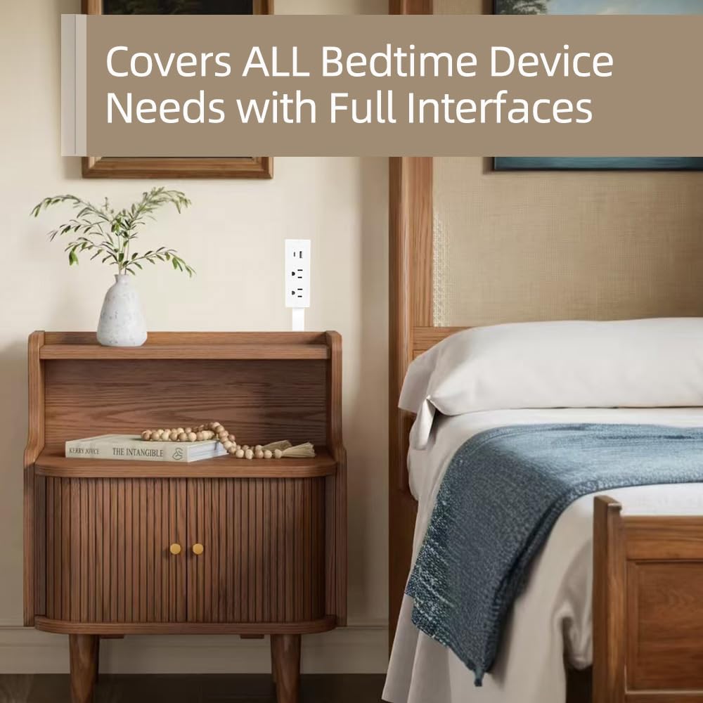 Electrical Outlet Extender with USB-A&USB-C&2 AC,180° Rotating Power Socket Expander 17''-27'', Extendable Outlet for Hard to Reach Places for Sofa Desk Behind Bedside Tables