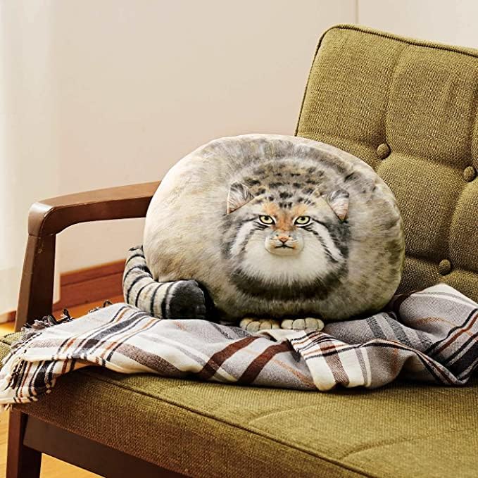 Pallas Cat Plush Body Pillow, Cute Steppe Kitten Stuffed Animal Soft Plushie, Big Throw Pillow Doll Toy Gift for Girls Boys Girlfriend
