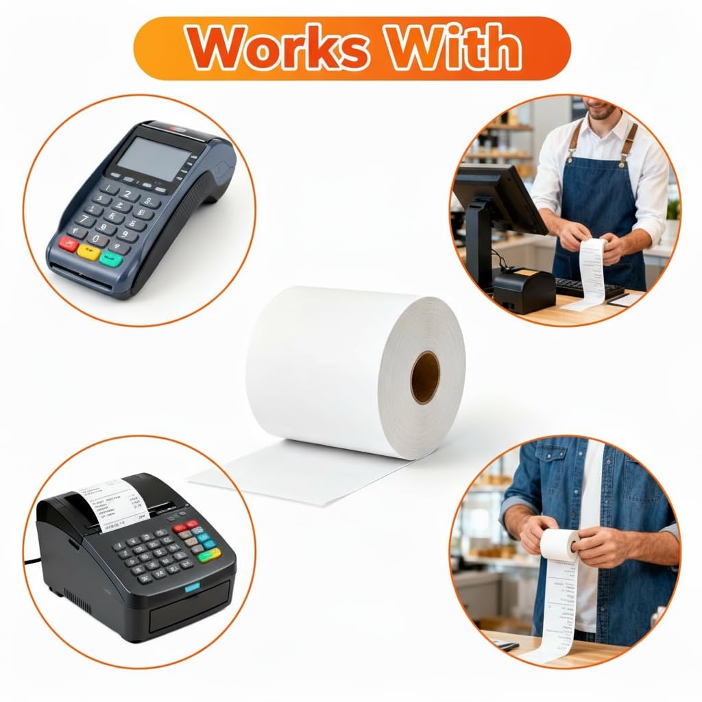 bestink 2 1/4" x 60' Thermal Paper Rolls – 50 Pack (2.25 x 60 Feet) BPA-Free Receipt Paper, Compatible with 2 1/4" x 75' & 80' POS Machines, Credit Card Terminals, Cash Registers, Receipt Printers