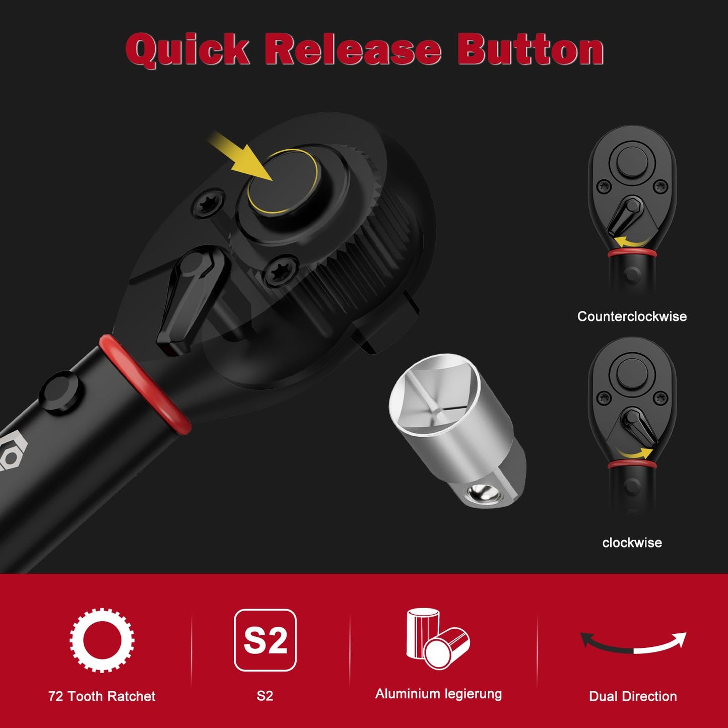 VANPO 1/4" Drive Click Torque Wrench, 20-240 in.lb/2.3-27.1 Nm, ±3% Accuracy, High Accuracy Dual-Direction Inch Pound Torque Wrench with Adapter & 10cm Extension Bar for MTB and Road Bike