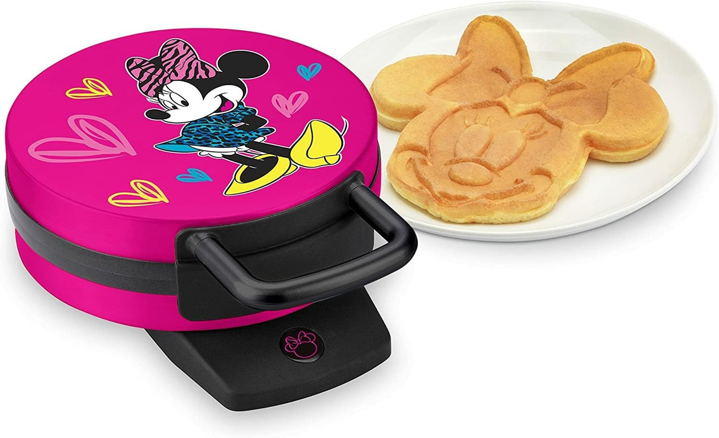 Disney Minnie Mouse Waffle Maker by Select Brands - Nonstick Waffle Iron for Fun Minnie-Shaped Waffles - Disney Kitchen Gift - 800 Watts
